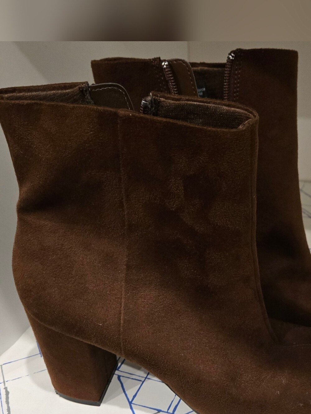 Christian Siriano Dark Brown Suede Ankle Booties